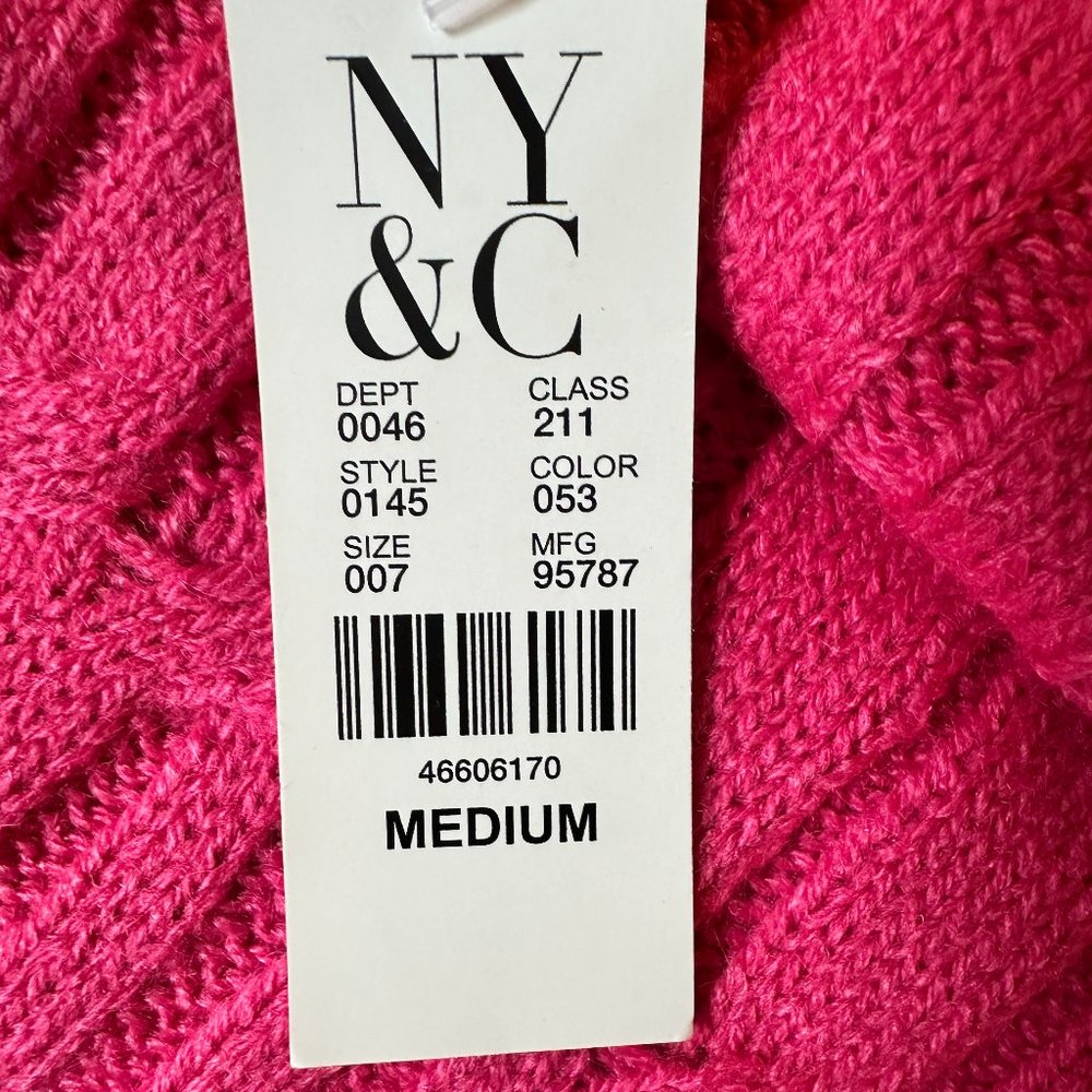 NWT New York & Company Pink Sweater: Medium, Full Sleeves, Polka Dot Pattern
